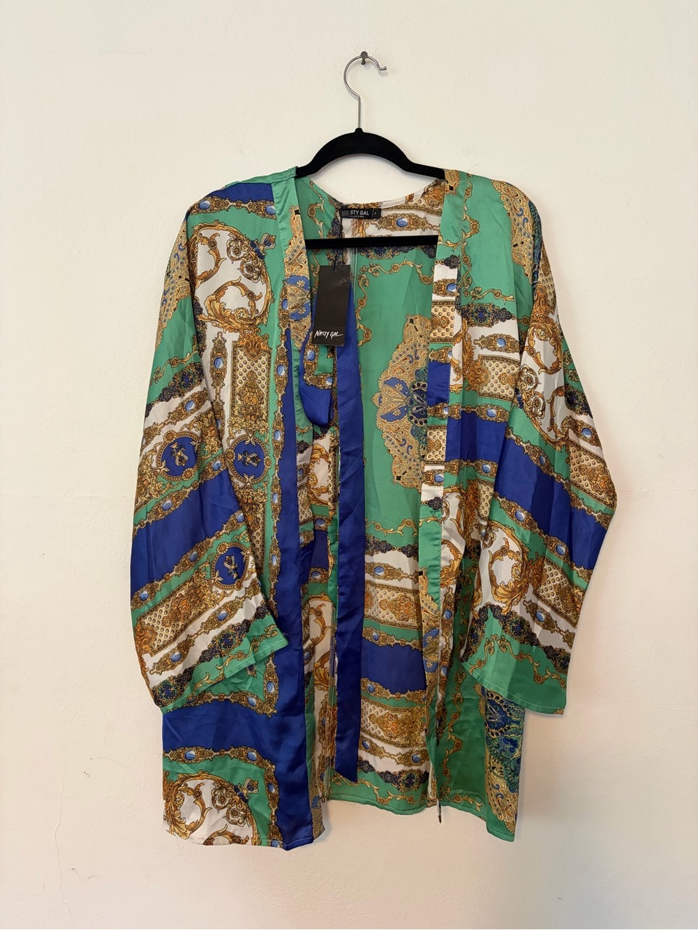 Nasty Gal Green Baroque Print Kimono